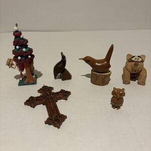 6 Pieces Random Decor Various Styles Unbranded Vintage Birds, Ornaments, Wood…